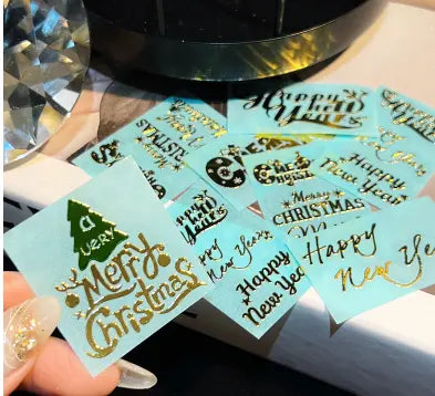 4pcs Christmas New Year Wishes Foil Stickers DesignUrGift
