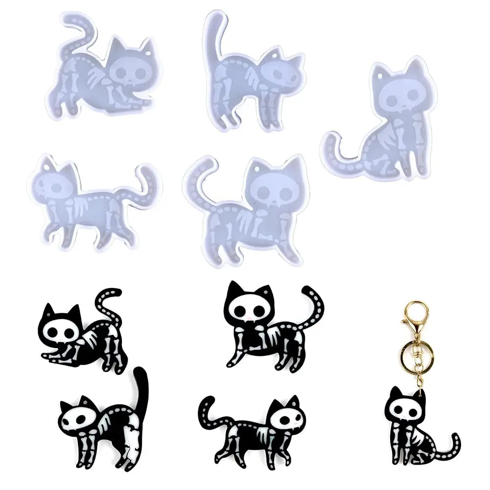 5pcs Kitten Shape Keychain Jewelry Accessory Resin Mold DesignUrGift