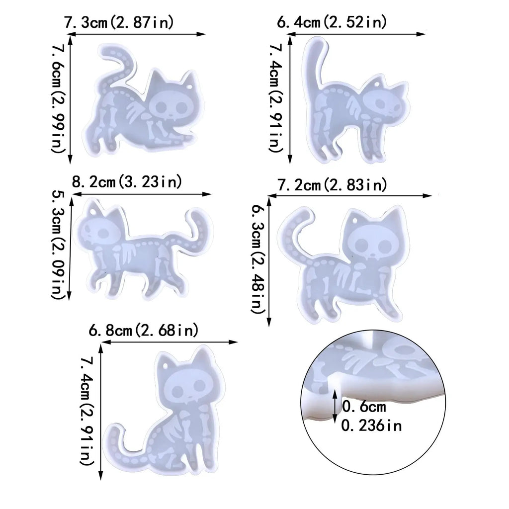 5pcs Kitten Shape Keychain Jewelry Accessory Resin Mold DesignUrGift