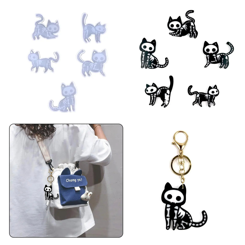 5pcs Kitten Shape Keychain Jewelry Accessory Resin Mold DesignUrGift
