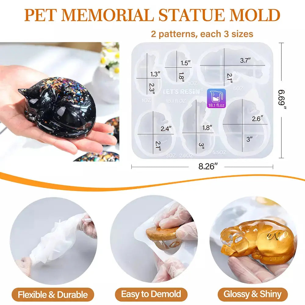 Sleeping Cat & Dog Resin Molds DesignUrGift
