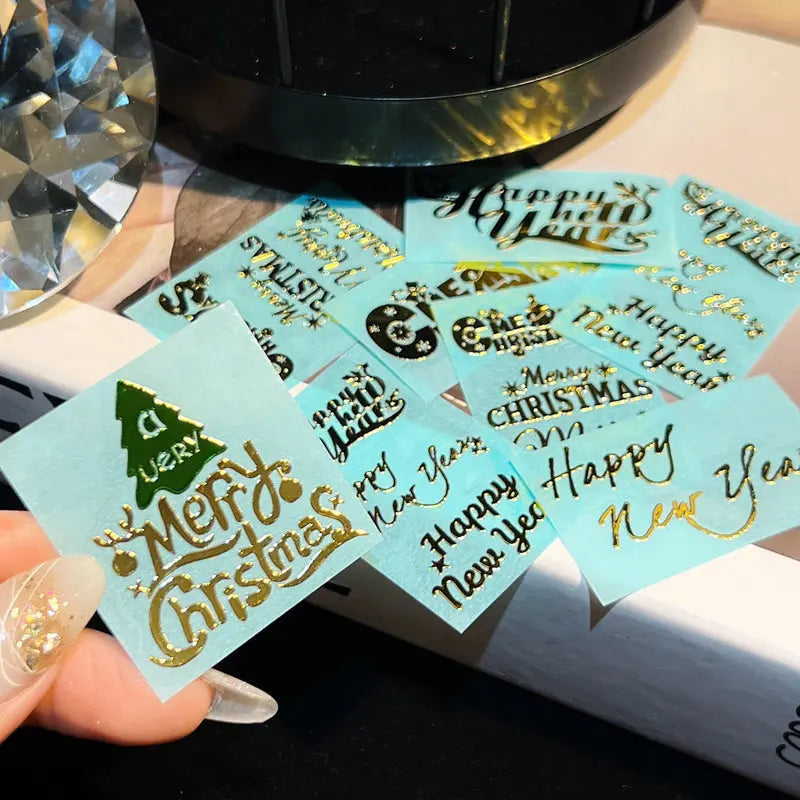 4pcs Christmas New Year Wishes Foil Stickers DesignUrGift